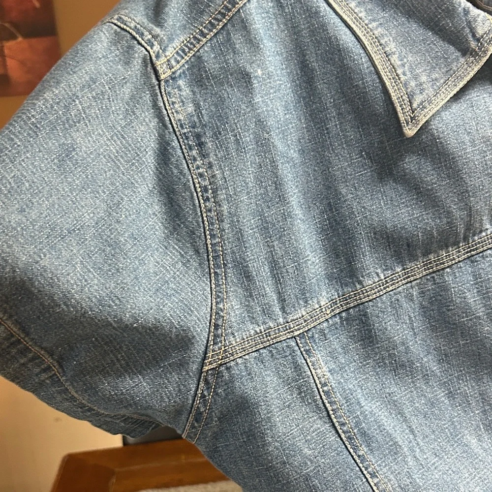 bill blass light blue denim zip-front jacket/shirt- vintage - tags